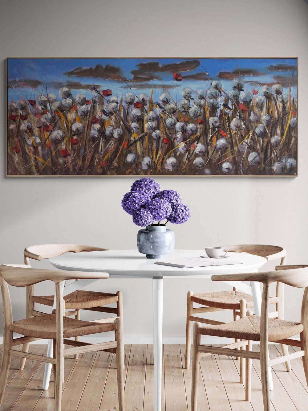 Akşamüstü Pamuk Tarlası Yağlı Boya Tablosu