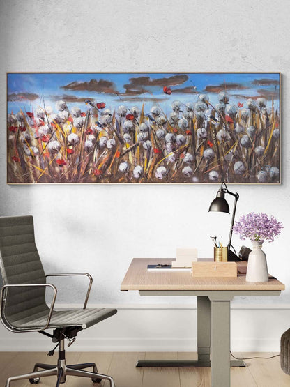 Akşamüstü Pamuk Tarlası Yağlı Boya Tablosu