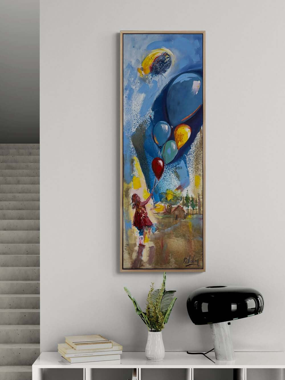 Gökyüzüne Dokunan Çocuk Yağlı Boya Tablosu