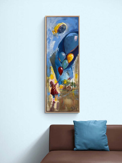 Gökyüzüne Dokunan Çocuk Yağlı Boya Tablosu