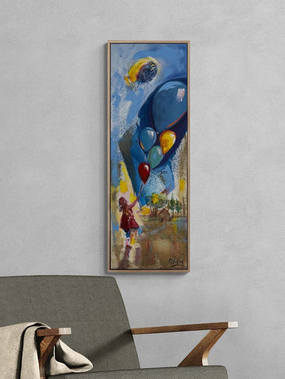 Gökyüzüne Dokunan Çocuk Yağlı Boya Tablosu