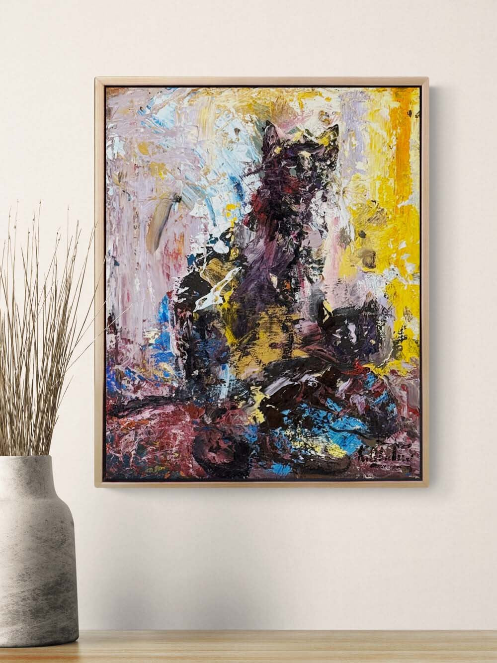 Kara Kedi Yağlı Boya Tablosu