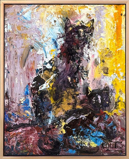 Kara Kedi Yağlı Boya Tablosu