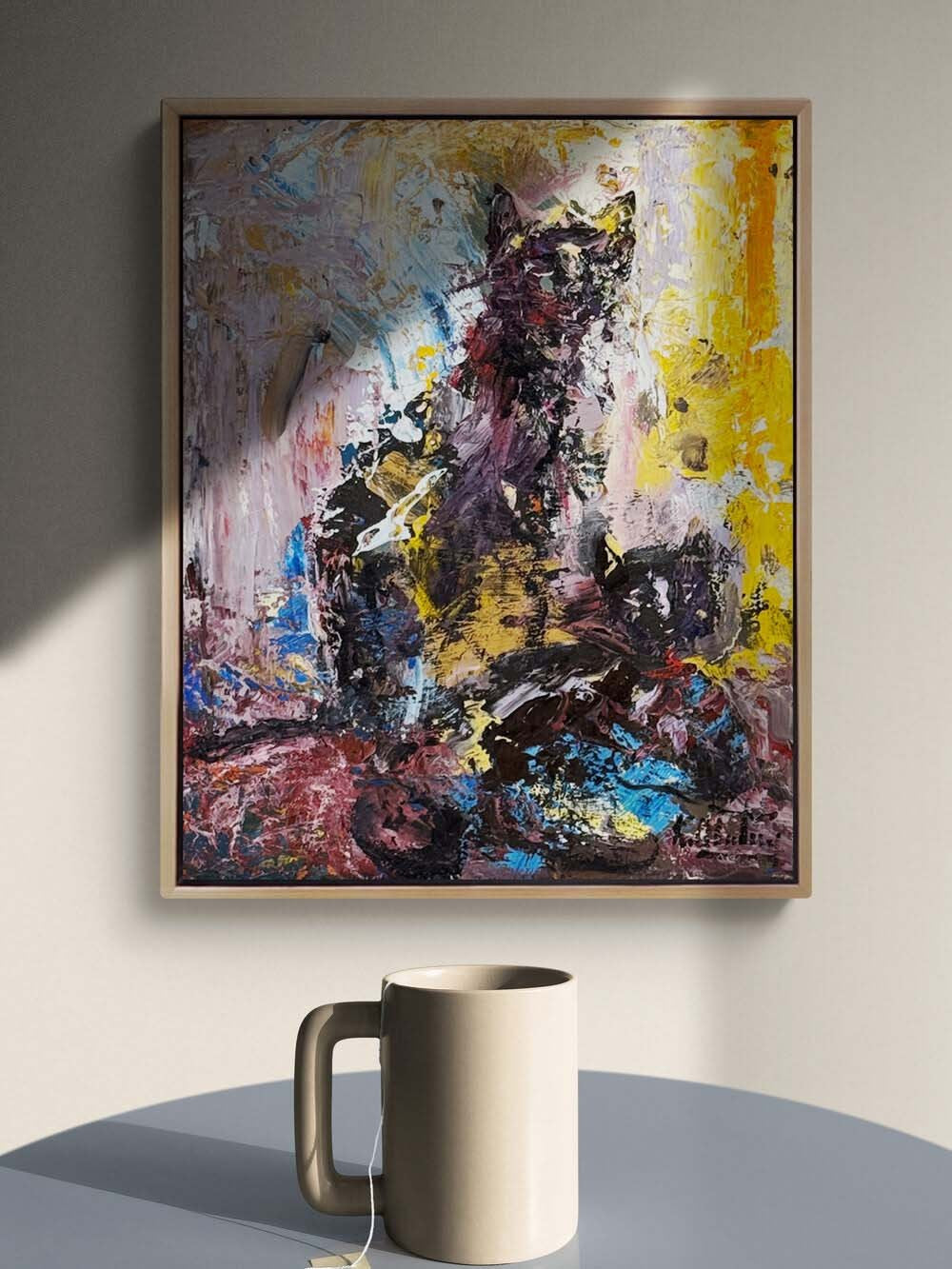 Kara Kedi Yağlı Boya Tablosu