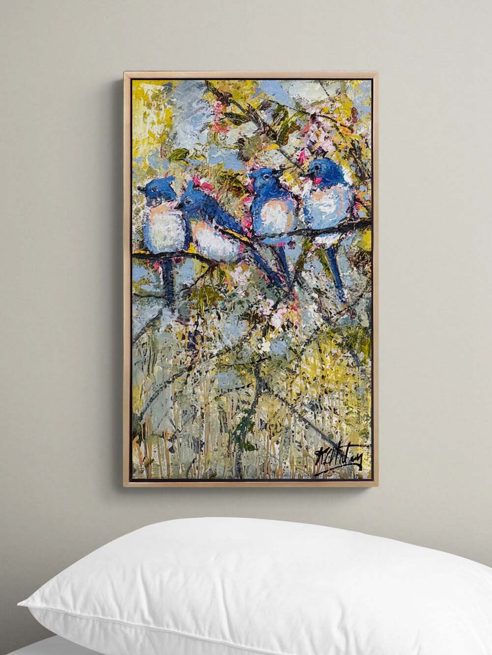 Anın İçinde Kuşlar Yağlı Boya Tablosu