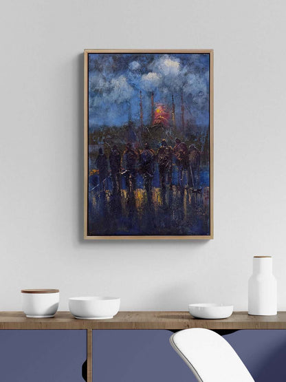 Gece İstanbul Balıkçıları Yağlı Boya Tablosu