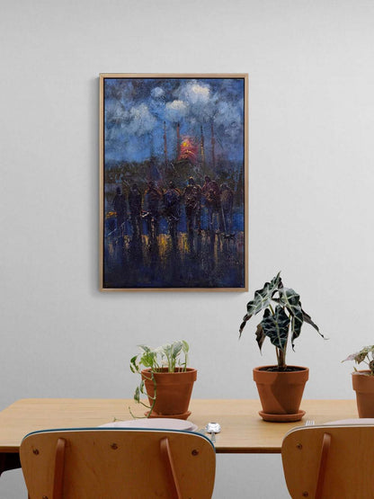 Gece İstanbul Balıkçıları Yağlı Boya Tablosu