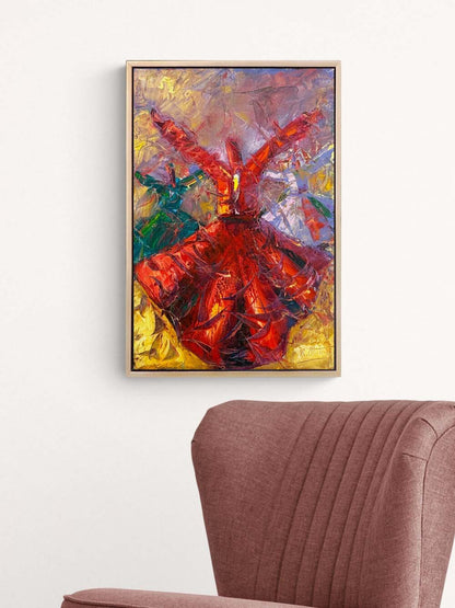 Ruhun Dönüşü Semazenler Yağlı Boya Tablosu