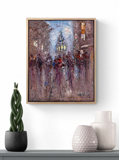 Galata'da Kalabalıklar Yağlı Boya Tablosu