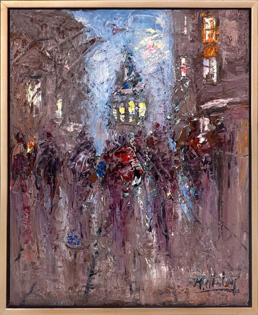 Galata'da Kalabalıklar Yağlı Boya Tablosu