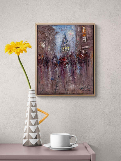 Galata'da Kalabalıklar Yağlı Boya Tablosu