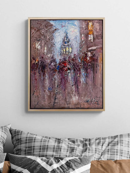 Galata'da Kalabalıklar Yağlı Boya Tablosu