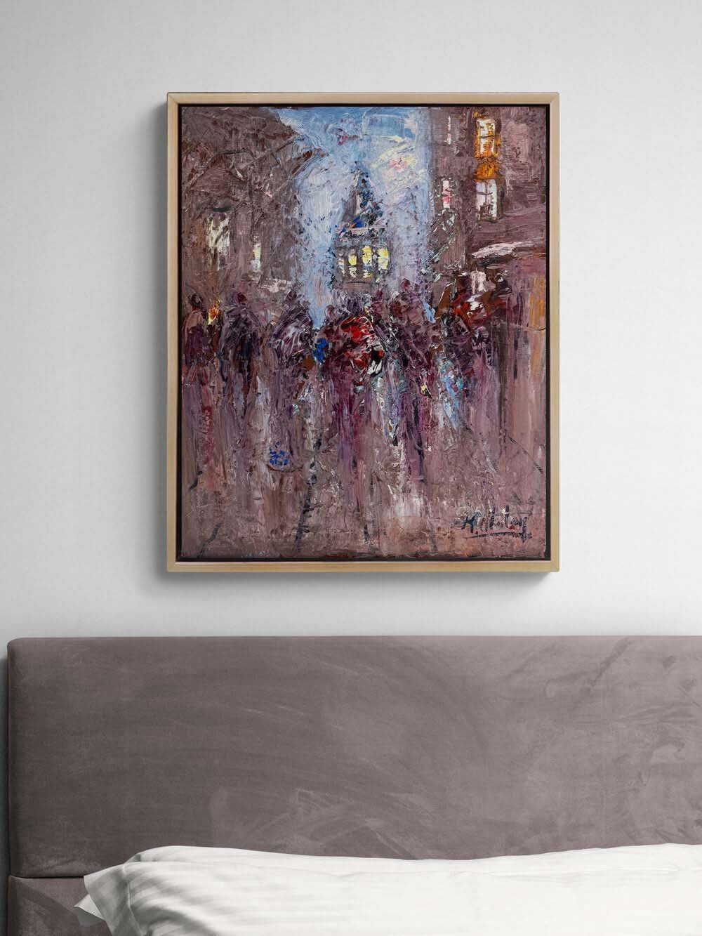 Galata'da Kalabalıklar Yağlı Boya Tablosu