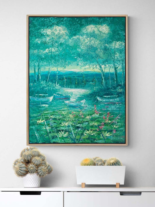 Doğanın Yansıması Nilüferler Yağlı Boya Tablosu