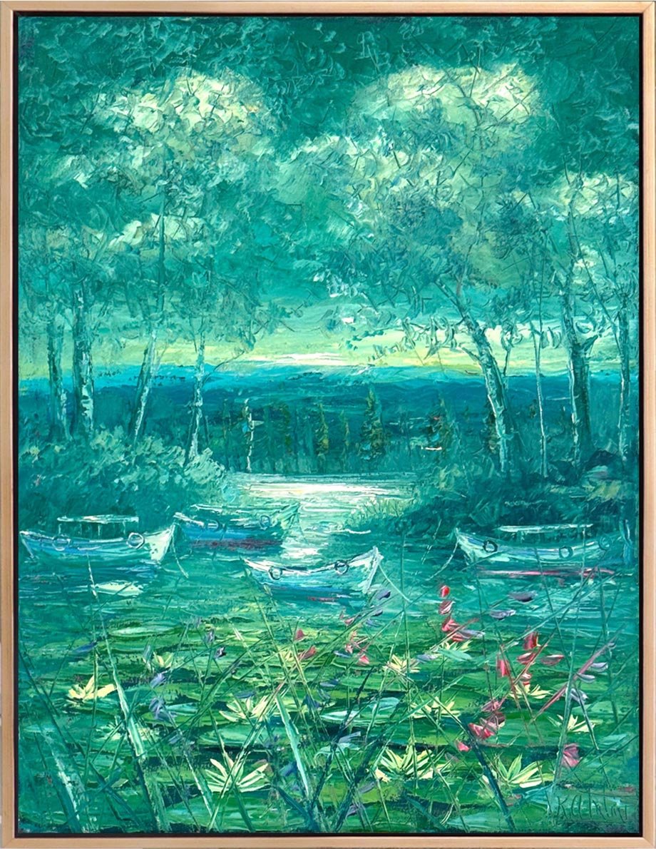 Doğanın Yansıması Nilüferler Yağlı Boya Tablosu