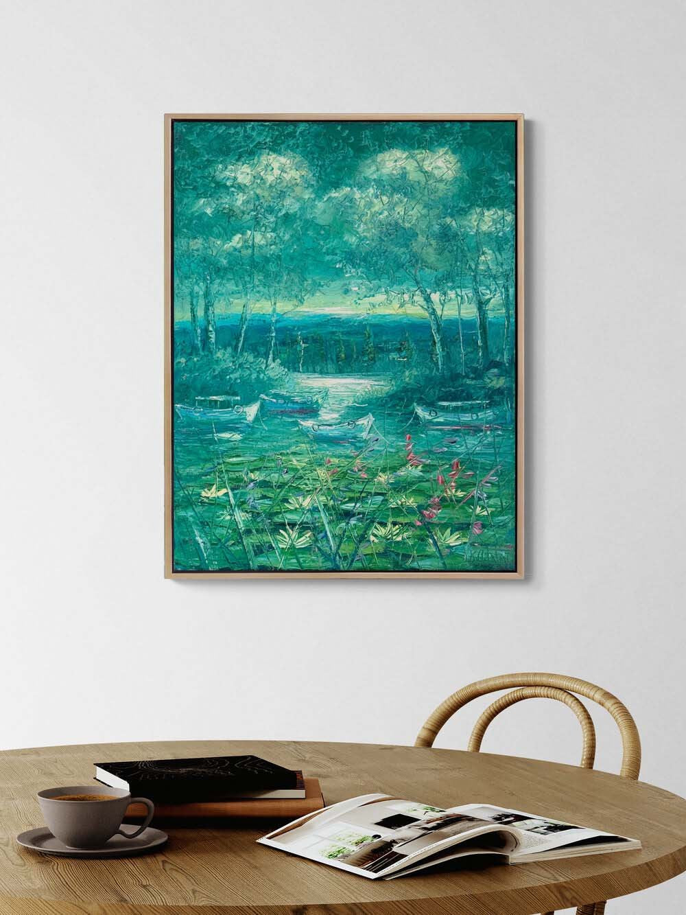 Doğanın Yansıması Nilüferler Yağlı Boya Tablosu