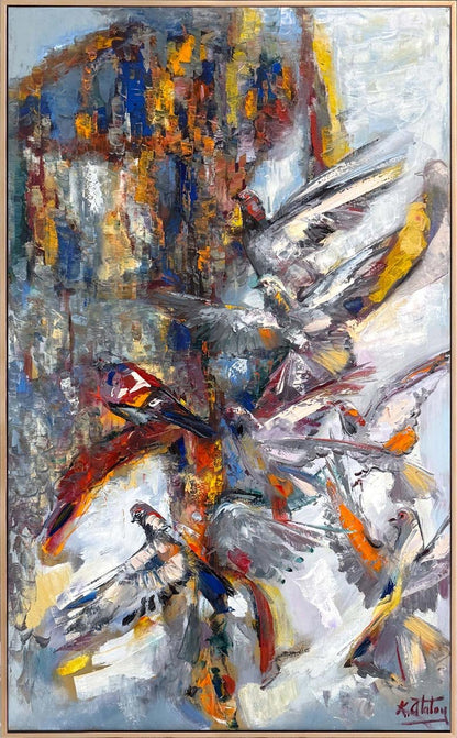 Kuşların Düşü Yağlı Boya Tablosu