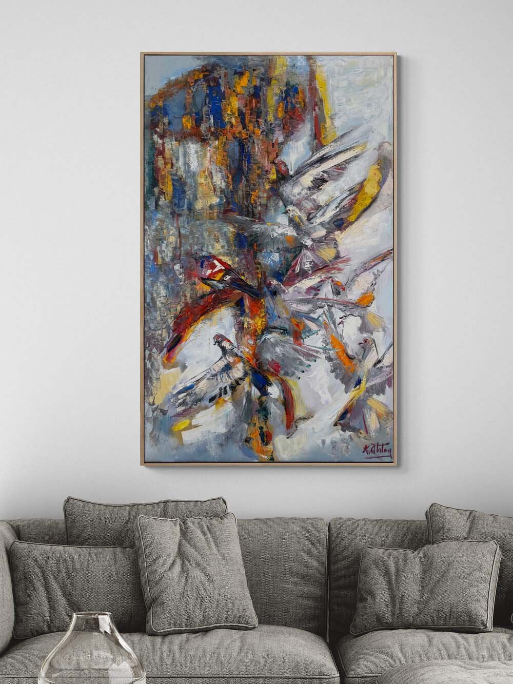 Kuşların Düşü Yağlı Boya Tablosu