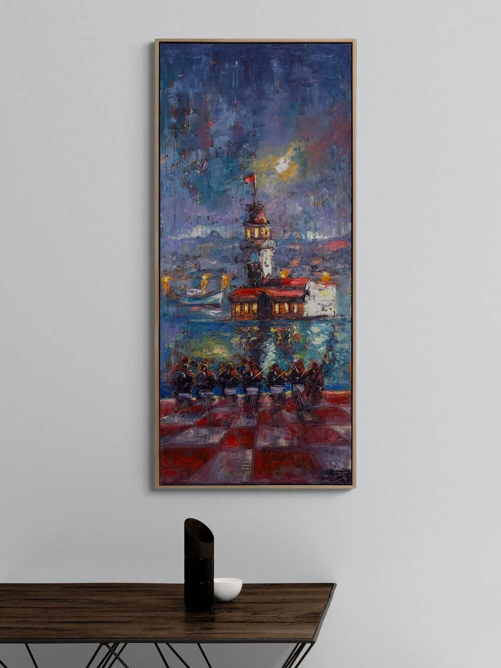 Kız Kulesi'nde Oyun Yağlı Boya Tablosu