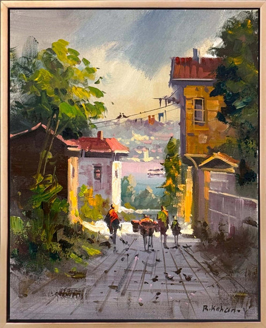 Yokuşta Işık Yağlı Boya Tablosu