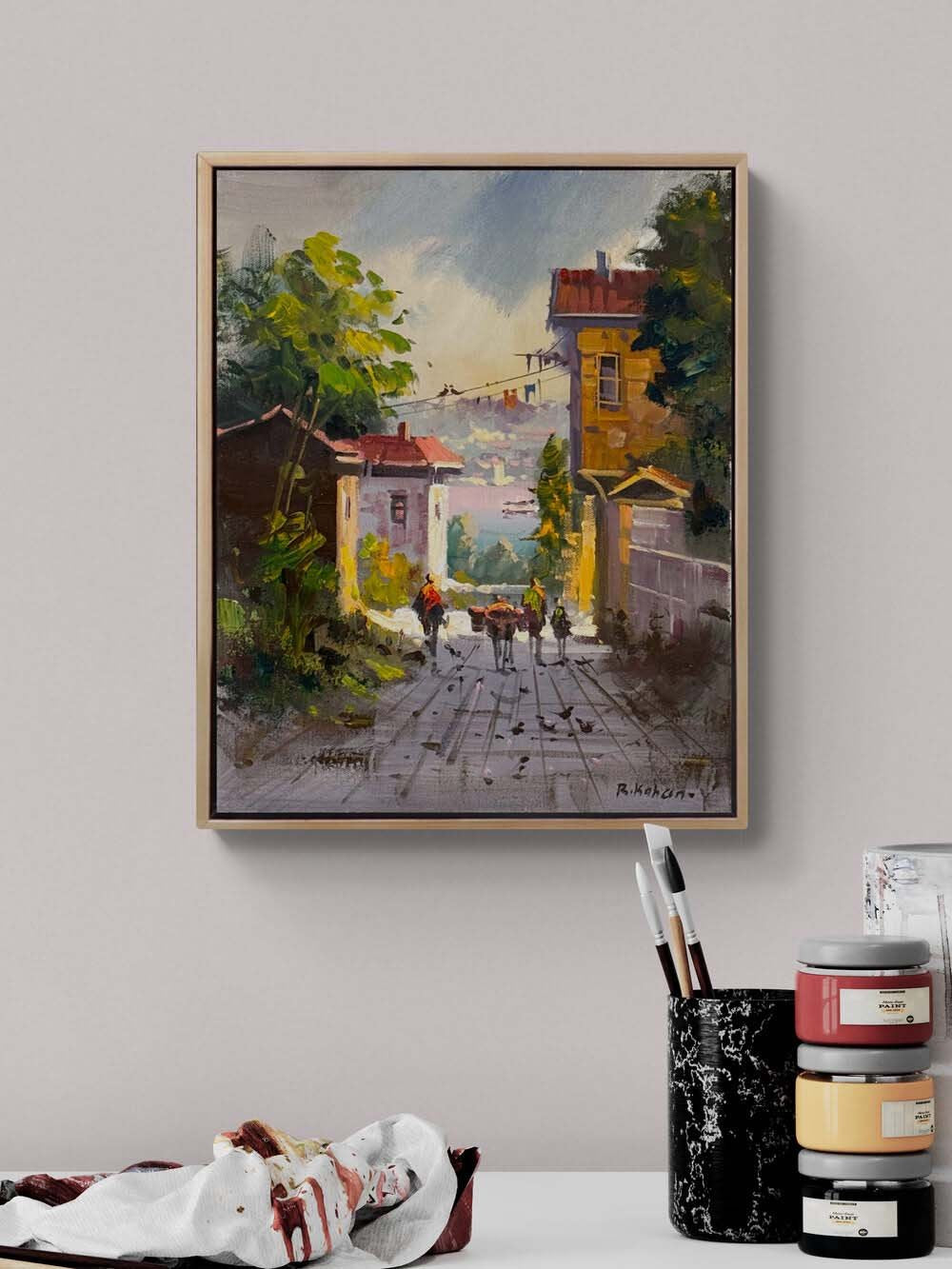 Yokuşta Işık Yağlı Boya Tablosu