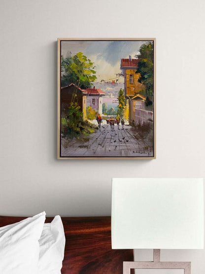 Yokuşta Işık Yağlı Boya Tablosu