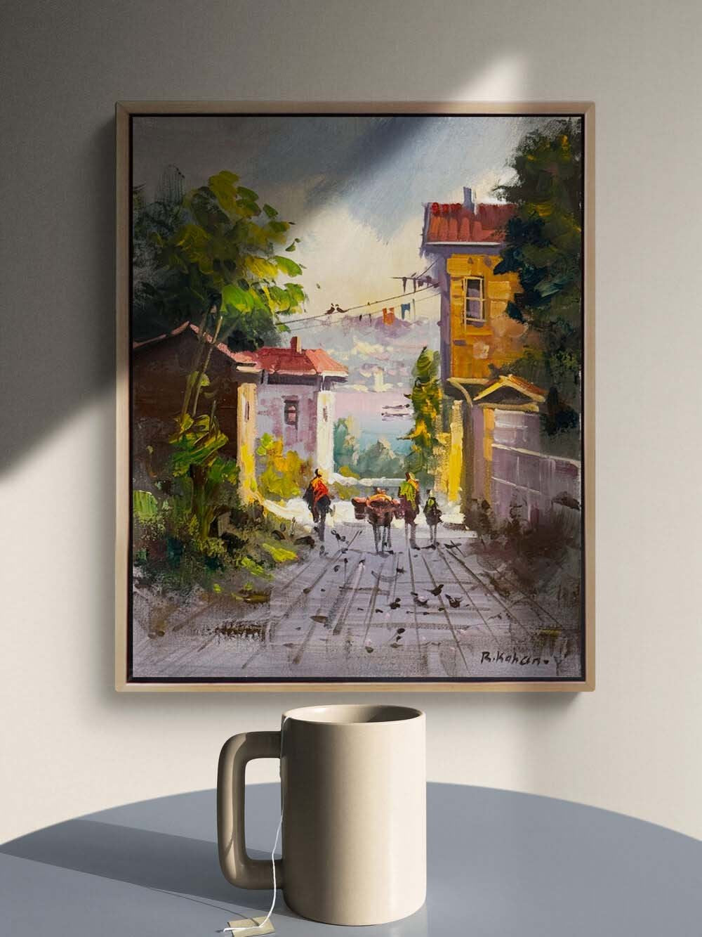 Yokuşta Işık Yağlı Boya Tablosu