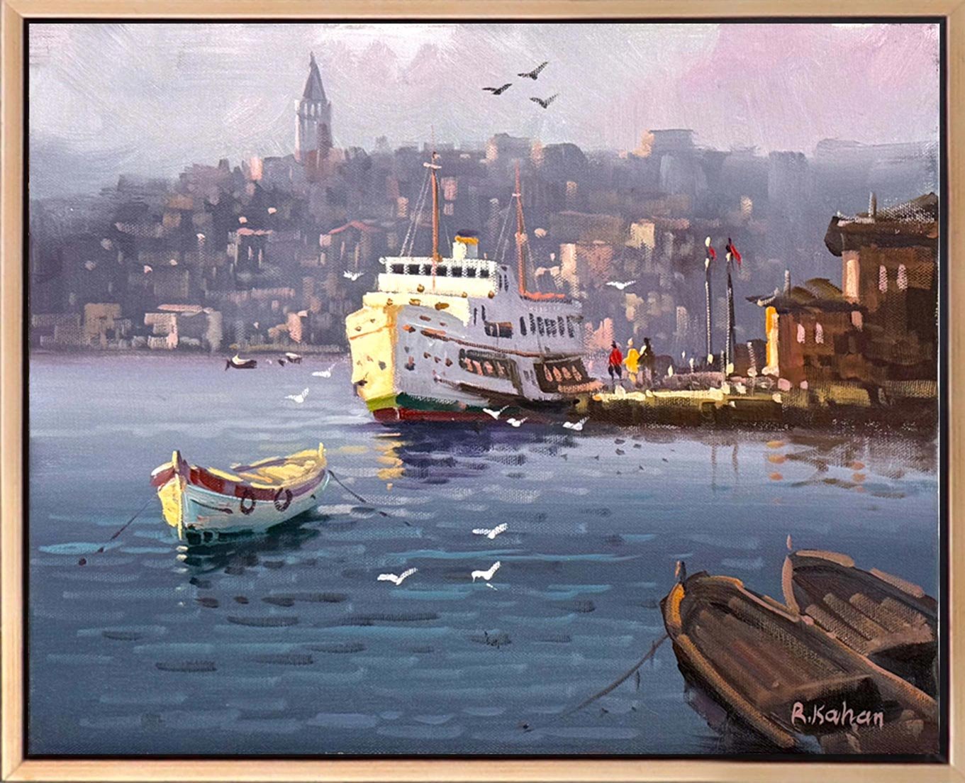 Boğaz'da Vapur Yağlı Boya Tablosu