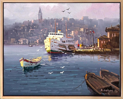 Boğaz'da Vapur Yağlı Boya Tablosu