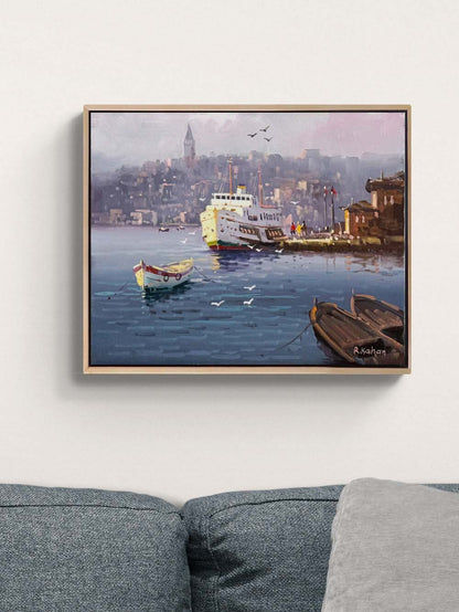 Boğaz'da Vapur Yağlı Boya Tablosu