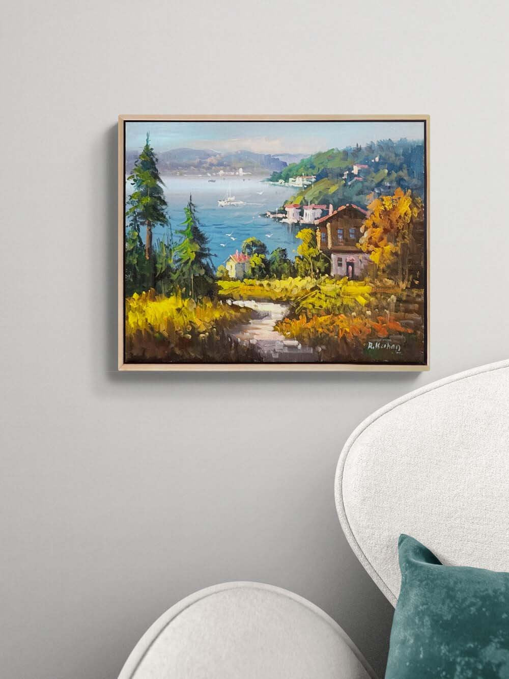 Denize İnilen Yol Yağlı Boya Tablosu