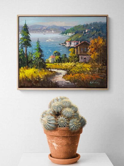 Denize İnilen Yol Yağlı Boya Tablosu