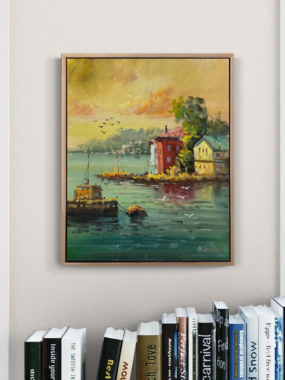 Güneşe Doğru Yalılar Yağlı Boya Tablosu