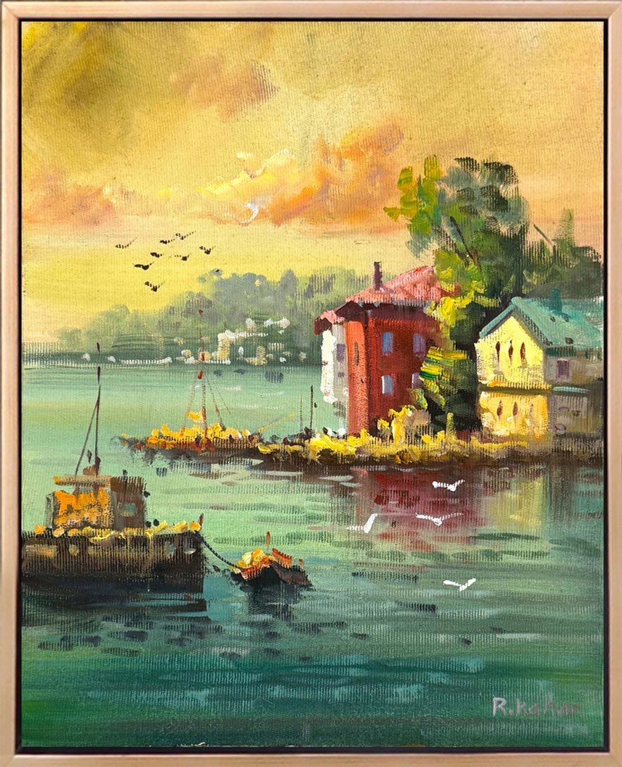 Güneşe Doğru Yalılar Yağlı Boya Tablosu