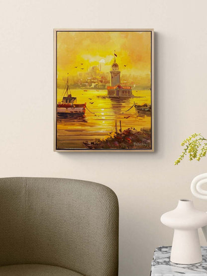 Işığın Ardında Kız Kulesi Yağlı Boya Tablosu