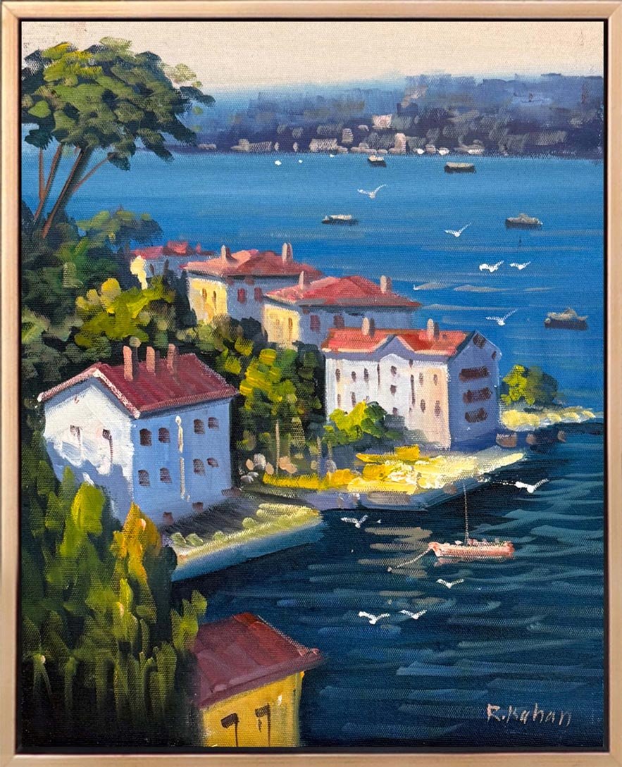 Denize Açılan Yalılar Yağlı Boya Tablosu