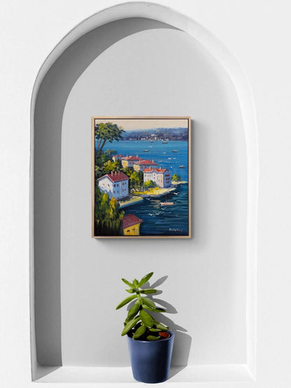 Denize Açılan Yalılar Yağlı Boya Tablosu