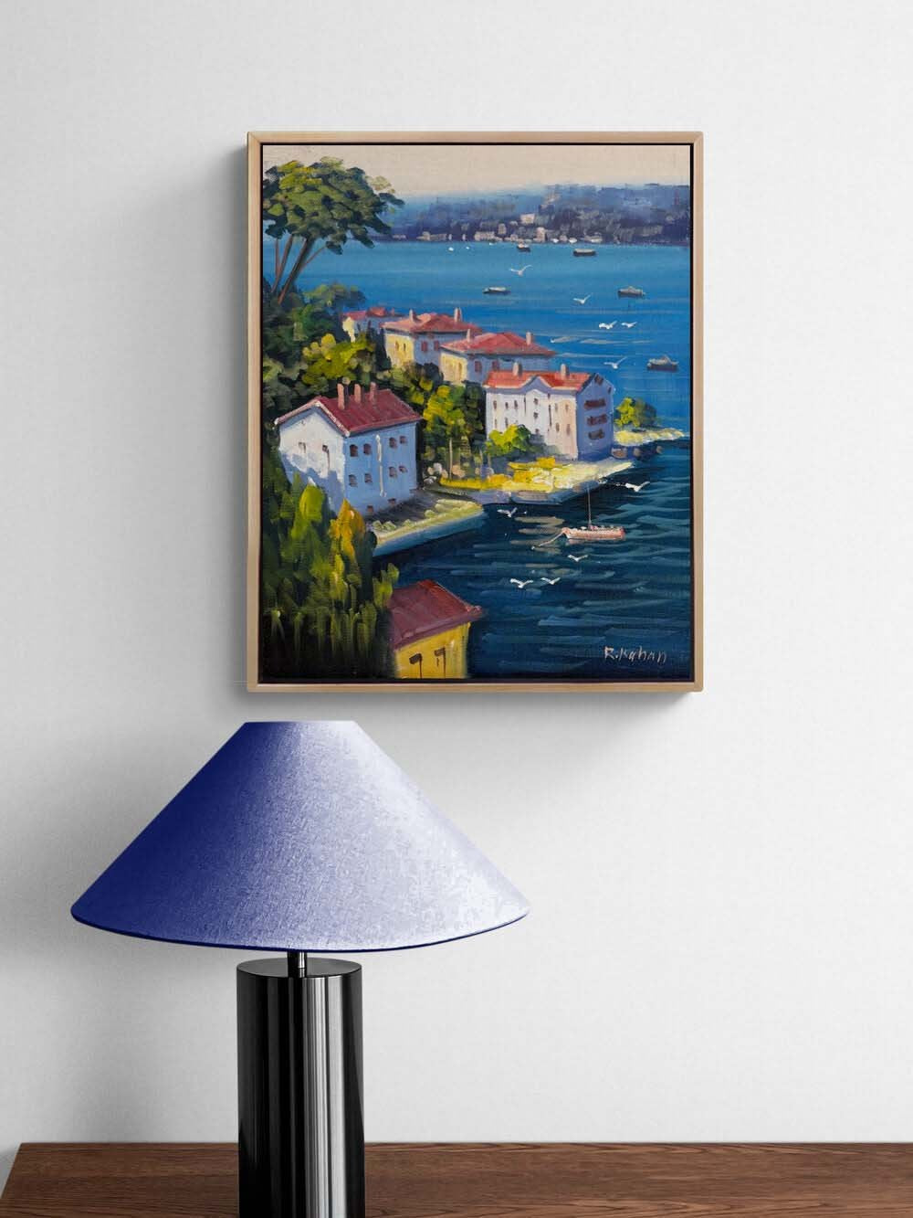 Denize Açılan Yalılar Yağlı Boya Tablosu