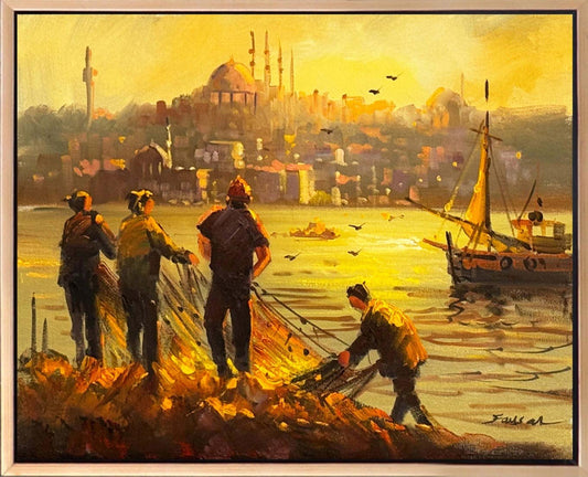 Balıkçıların Bekleyişi Yağlı Boya Tablosu