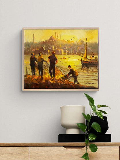 Balıkçıların Bekleyişi Yağlı Boya Tablosu