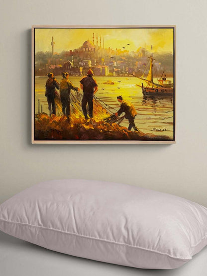 Balıkçıların Bekleyişi Yağlı Boya Tablosu