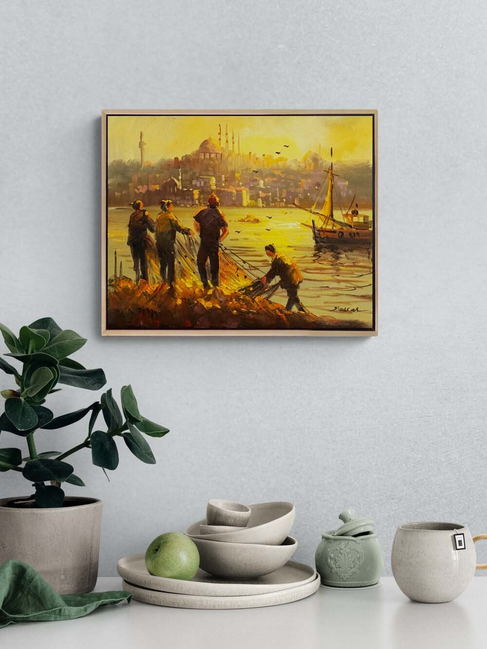 Balıkçıların Bekleyişi Yağlı Boya Tablosu