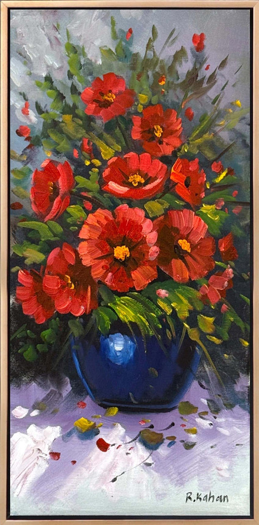 Porselen Vazo Çiçekler Yağlı Boya Tablosu