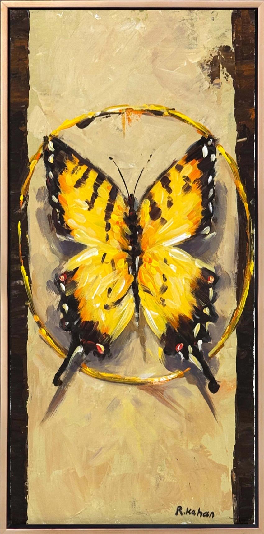 Kelebek ve Işık Yağlı Boya Tablosu