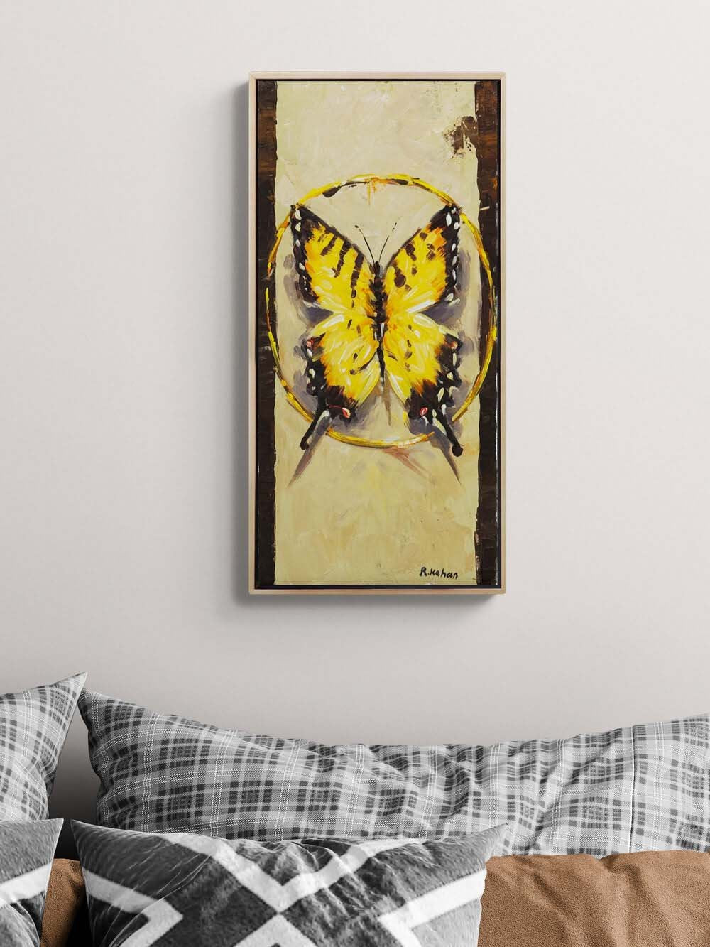 Kelebek ve Işık Yağlı Boya Tablosu