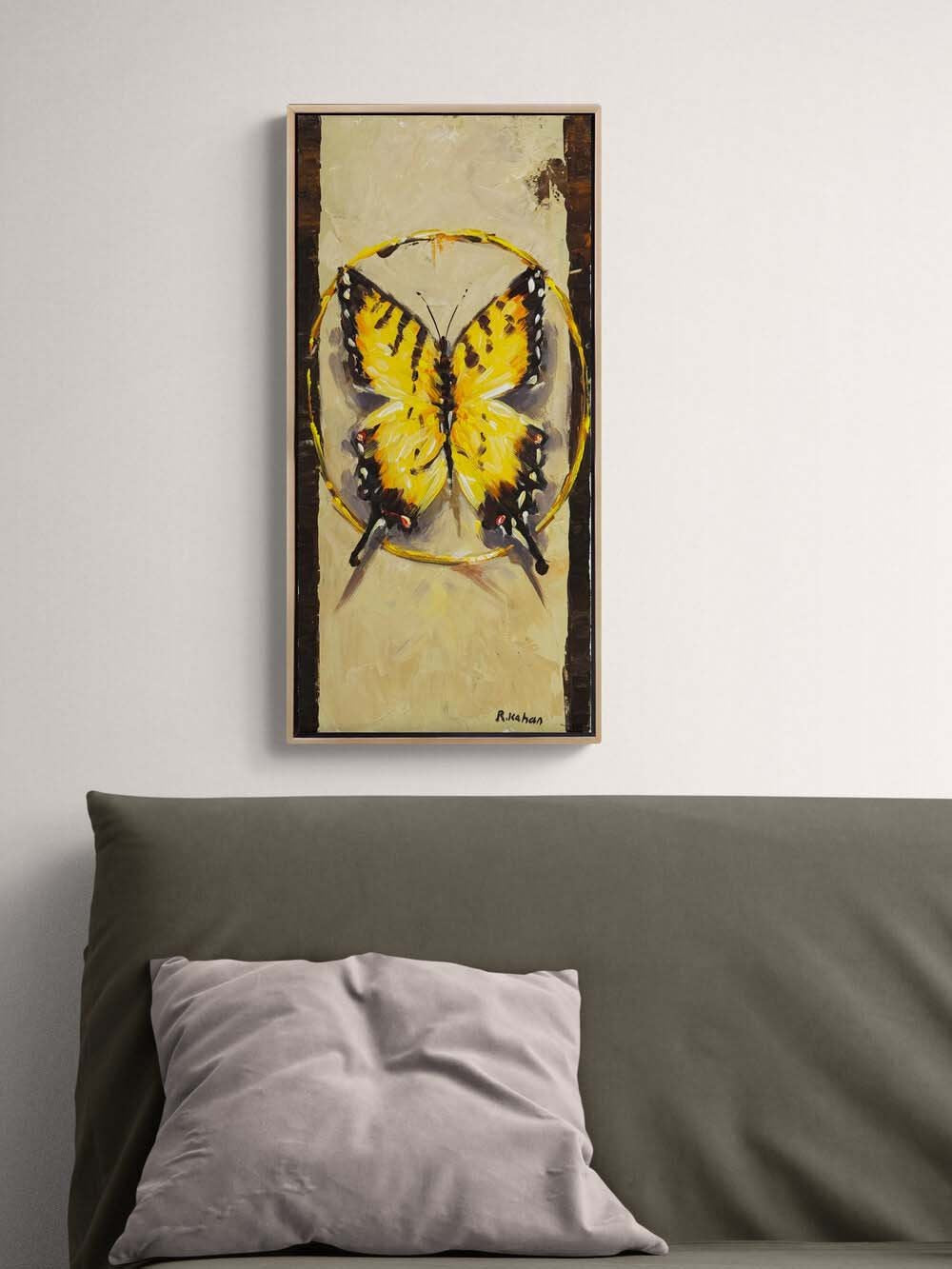 Kelebek ve Işık Yağlı Boya Tablosu