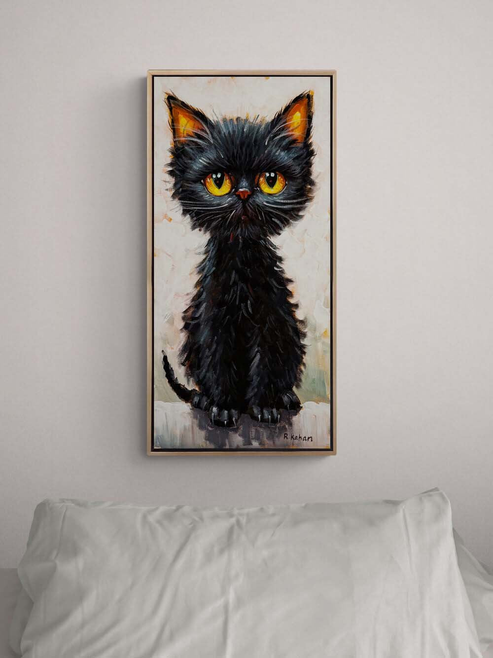 Kara Kedinin Düşleri Yağlı Boya Tablosu