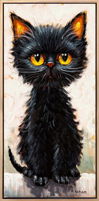 Kara Kedinin Düşleri Yağlı Boya Tablosu