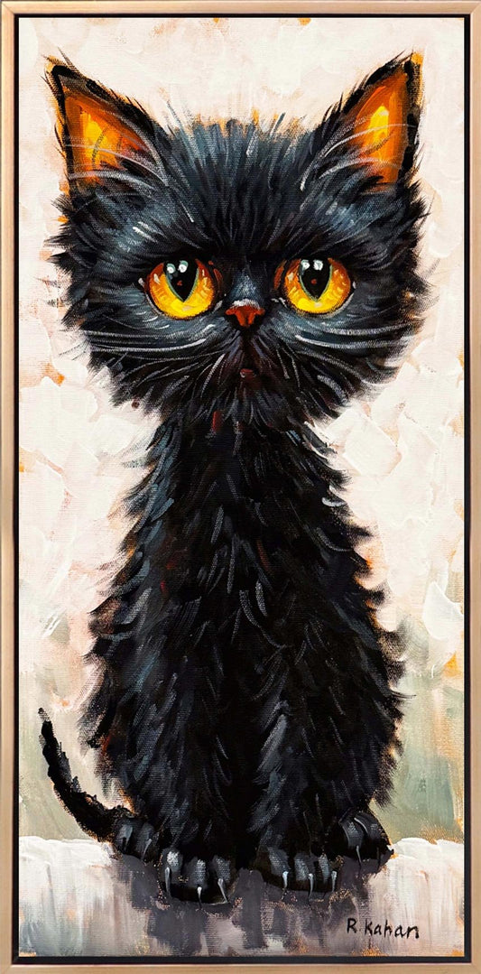 Kara Kedinin Düşleri Yağlı Boya Tablosu