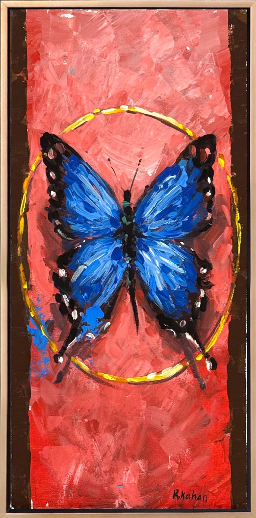 Mavi Kelebek Bekleyişi Yağlı Boya Tablosu